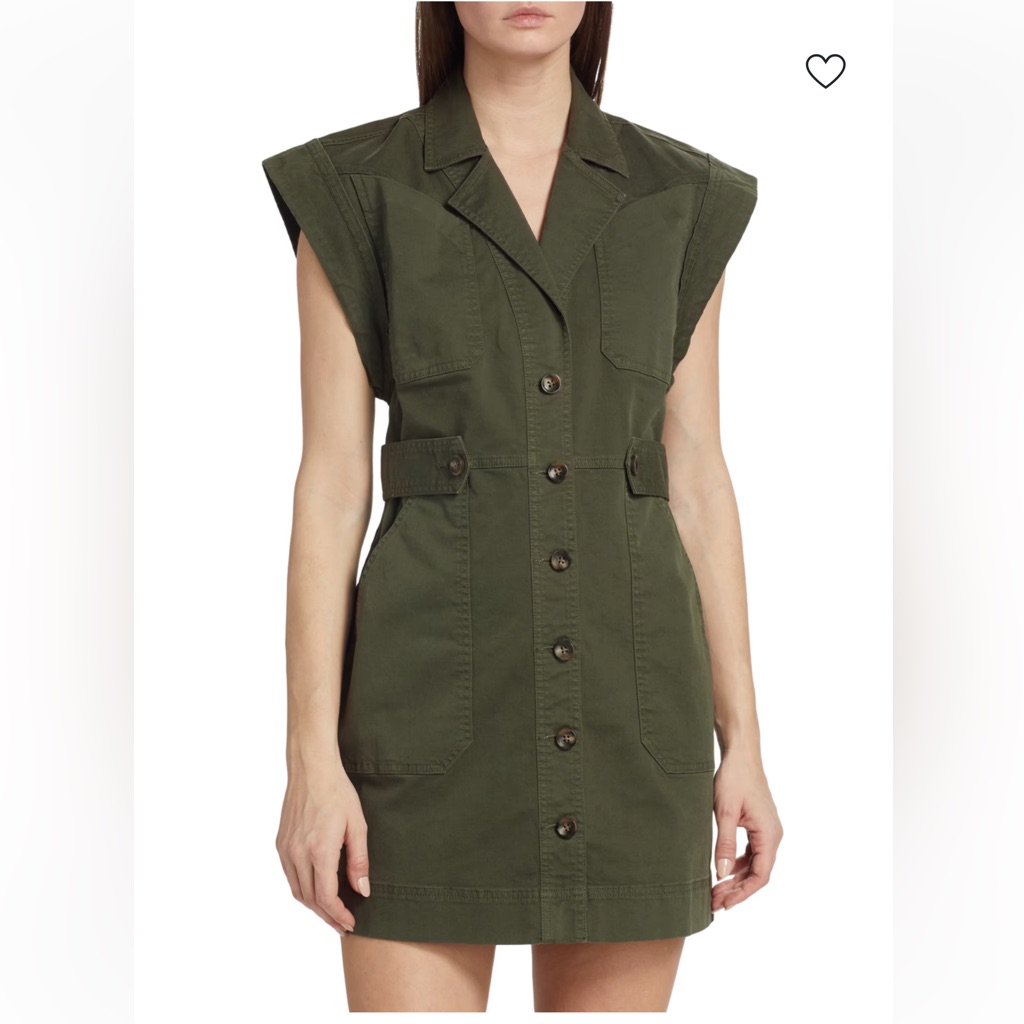 Veronica Beard Jax Buttoned Mini Dress Olive Green Size 8